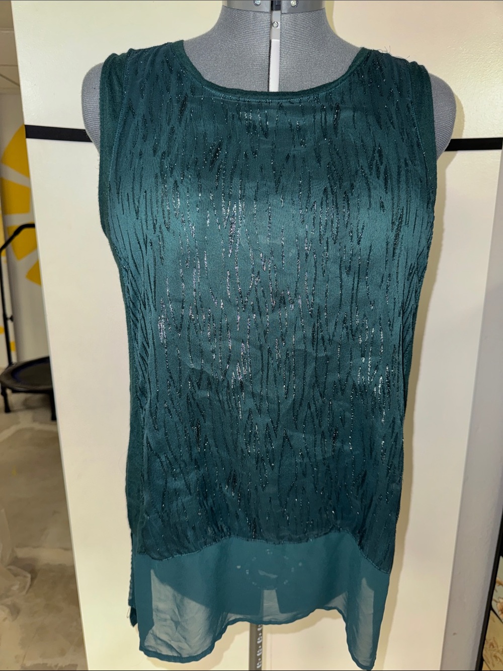Apt. 9 Teal Printed Chiffon Front Sleeveless Layered Look Tunic Tank